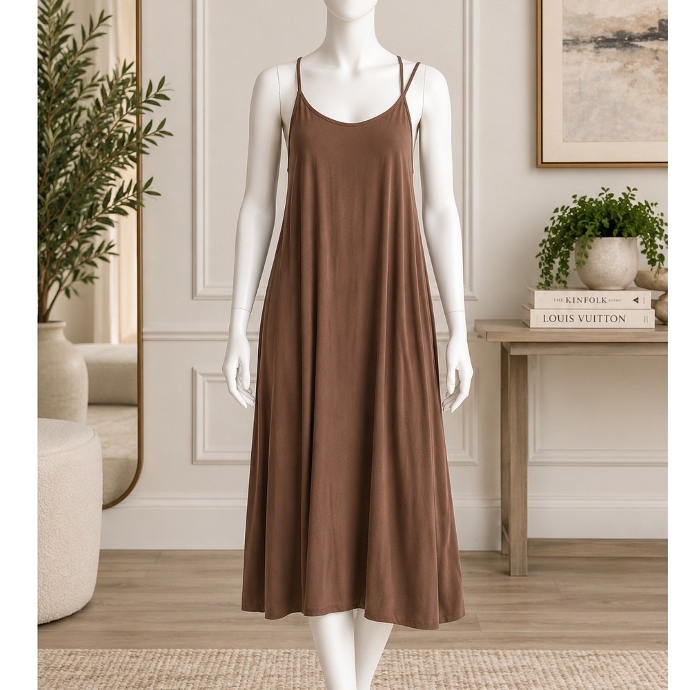 Naked Zebra Women Dress Brown Strappy Back Mini Small